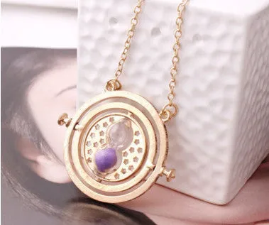 Hermione Granger Rotating Time Turner Necklace Gold Hourglass 1pc