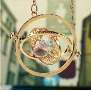 Hermione Granger Rotating Time Turner Necklace Gold Hourglass 1pc