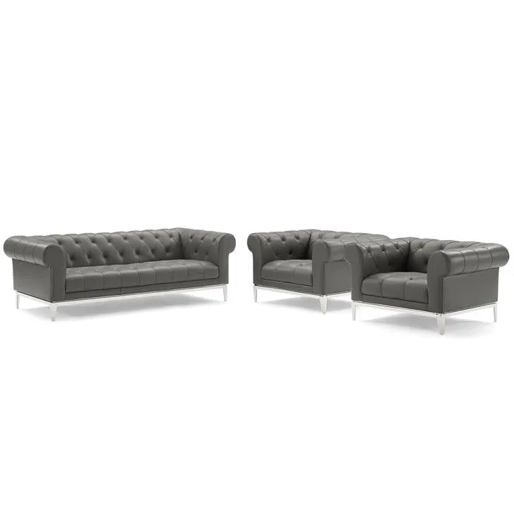 Idyll Tufted Upholstered Leather  3 Piece Set