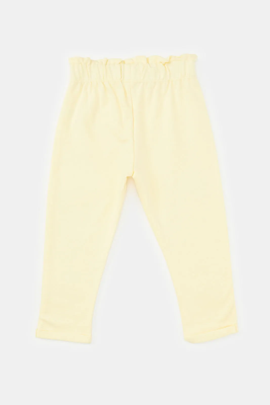 Infant Girls Yellow And White Active Pants Set (Pack of 2)