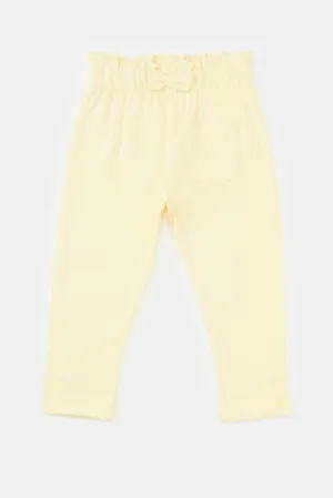 Infant Girls Yellow And White Active Pants Set (Pack of 2)