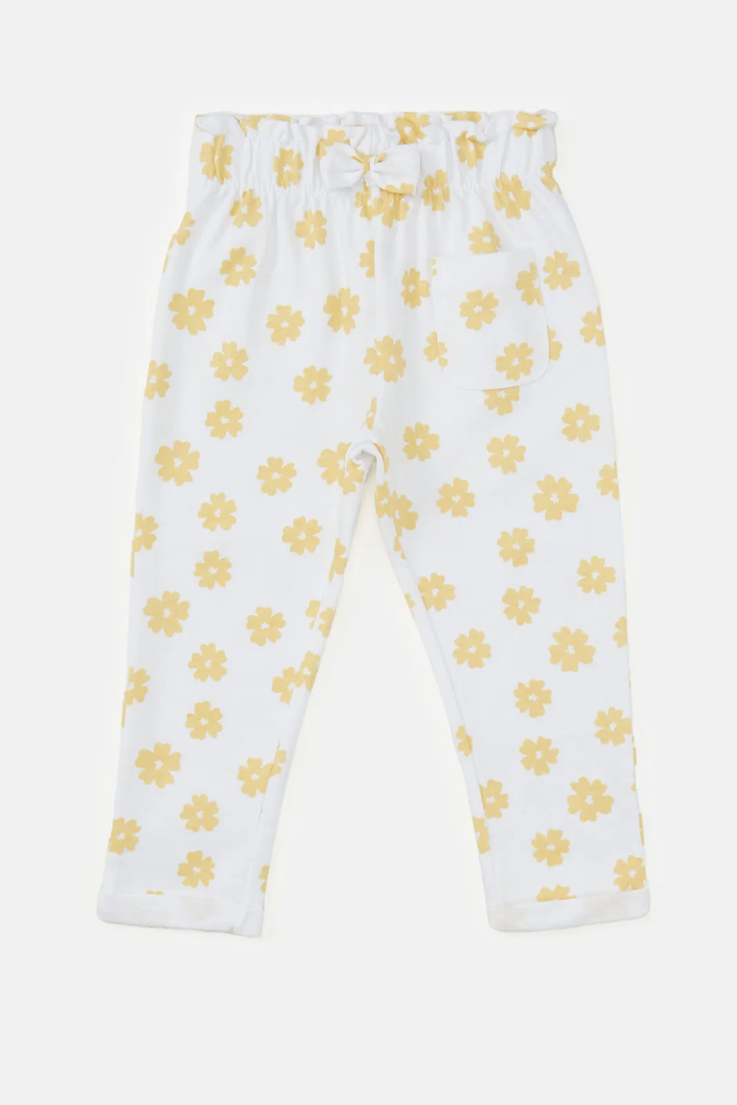 Infant Girls Yellow And White Active Pants Set (Pack of 2)