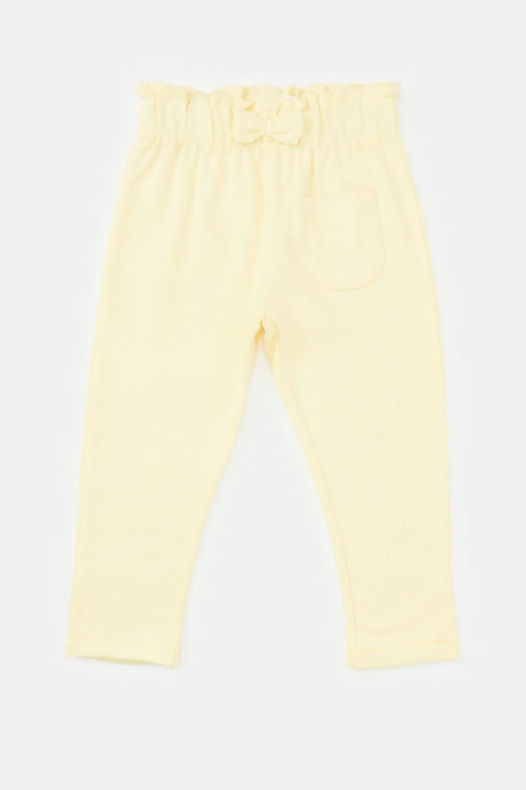 Infant Girls Yellow And White Active Pants Set (Pack of 2)