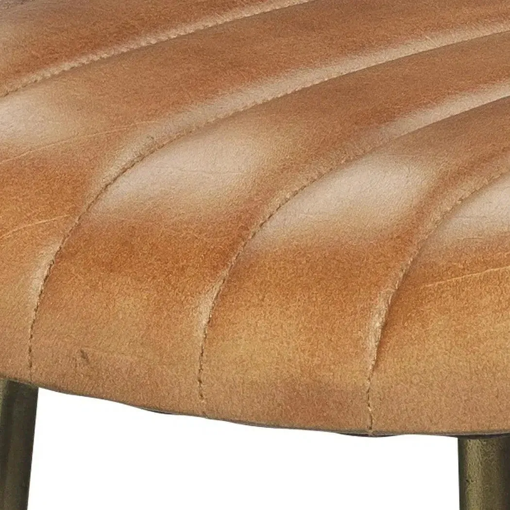 Luke Brown Buffalo Leather Metal Bar Stool Without Back