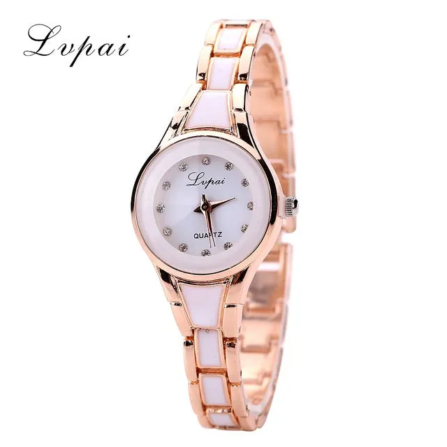 Lvpai Brand Cheap New Fashion Luxury Golden Silver Gemstone Quartz Wristwatches Women Dress Ladies Casual Quartz Watches