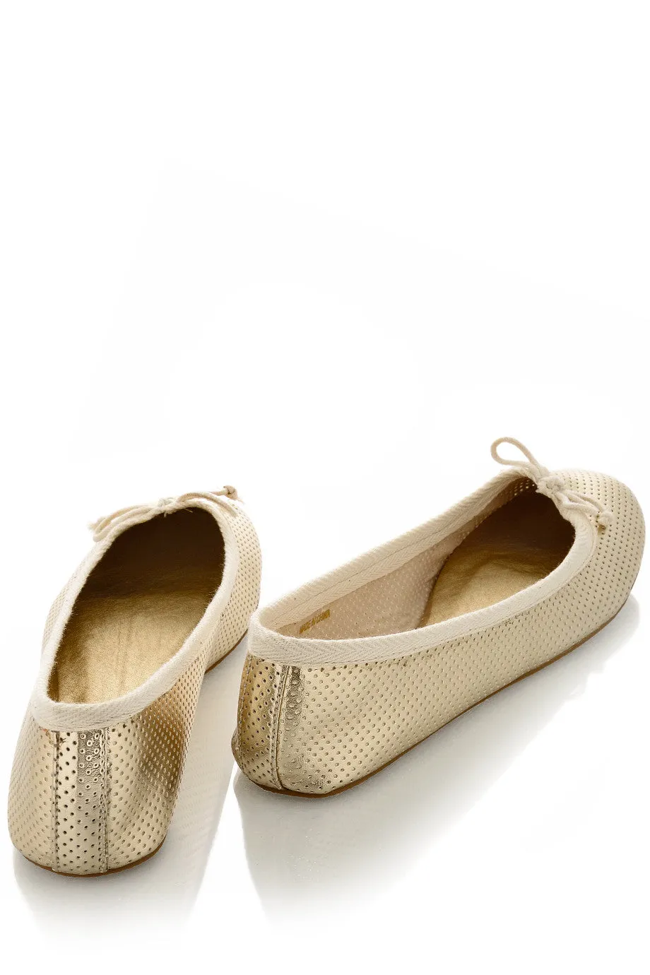 MABLE Gold Perforated Ballerinas