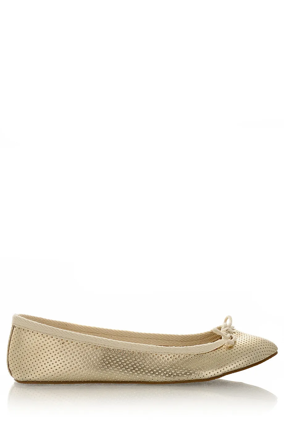 MABLE Gold Perforated Ballerinas