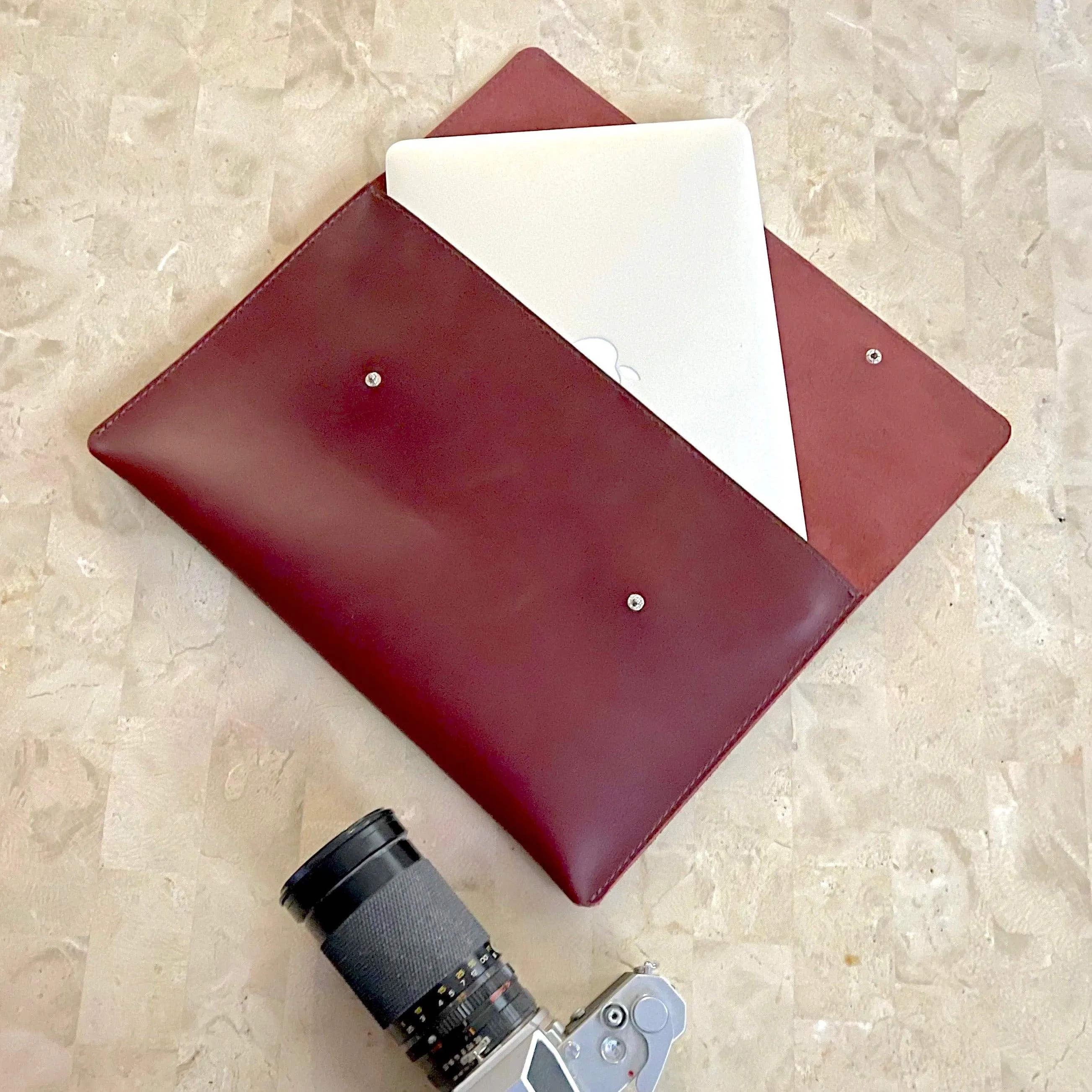 Macbook Leather Laptop Case in Wine