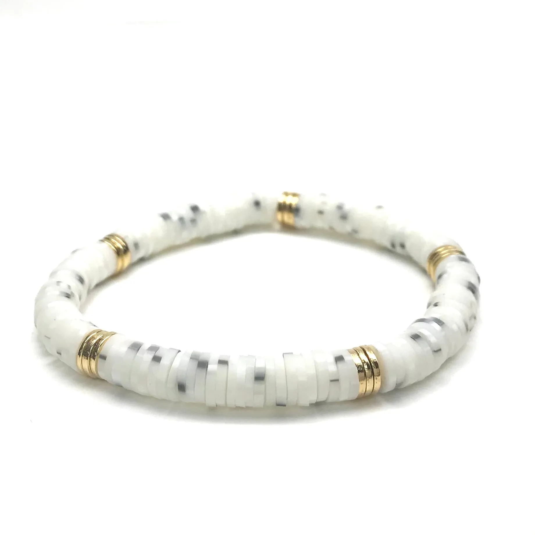 MARBLED HEISHI STRETCH BRACELET