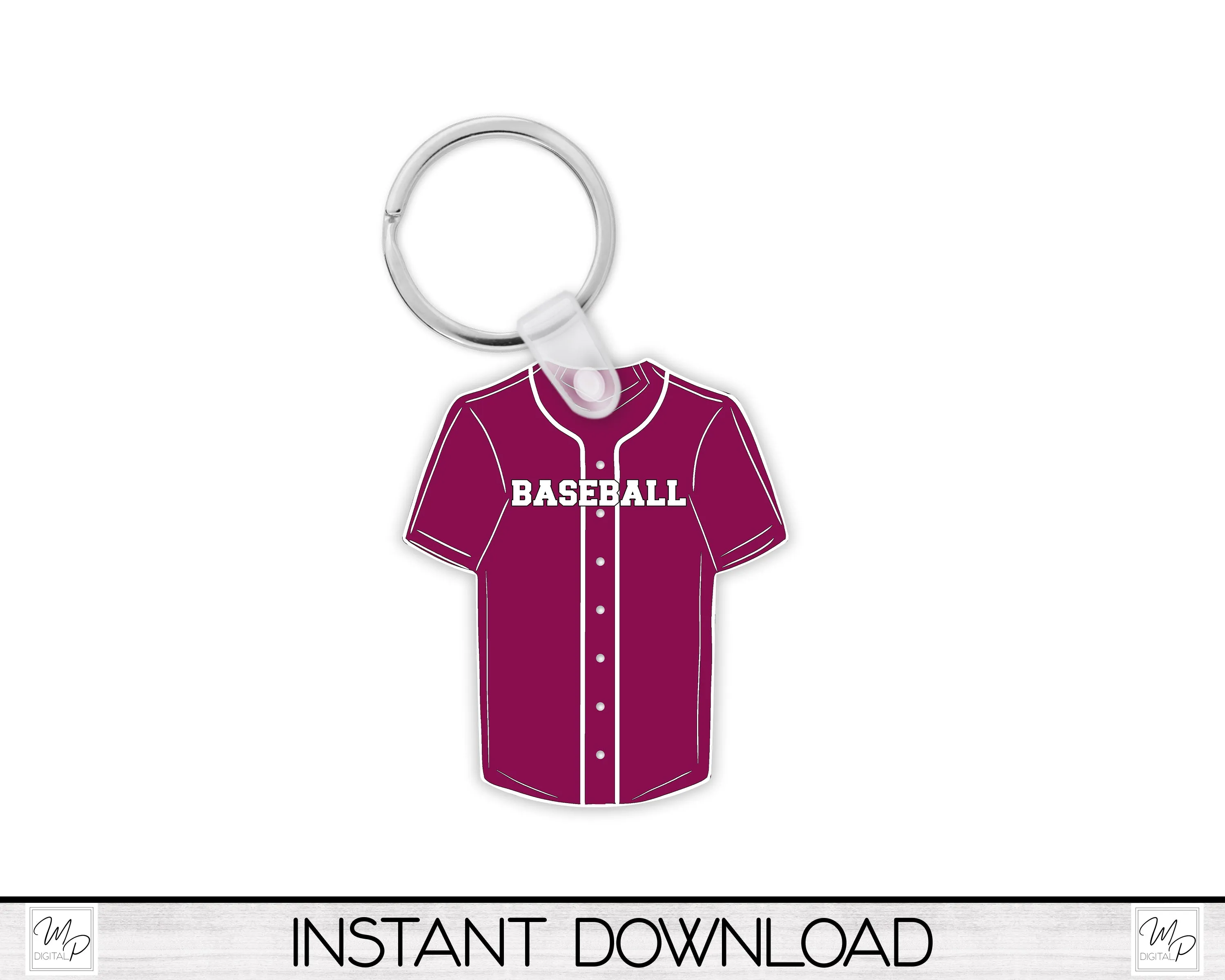 Maroon Baseball Shirt PNG Design for Sublimation, Earrings, Keychain, Signs, Digital Download