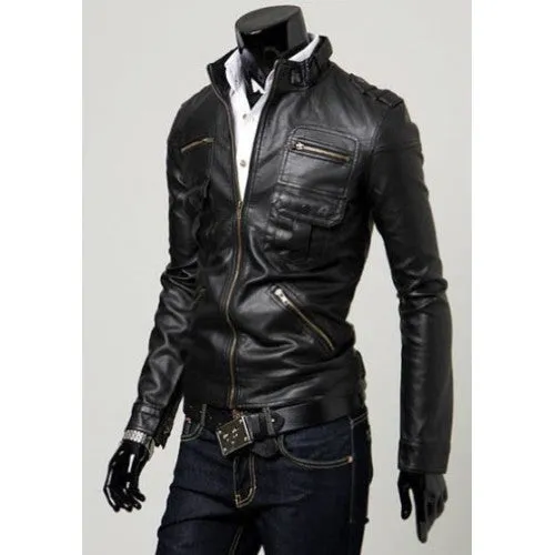 Men faux Leather jacket T6