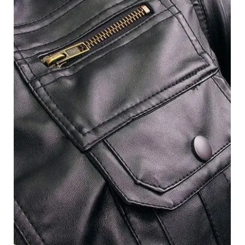 Men faux Leather jacket T6