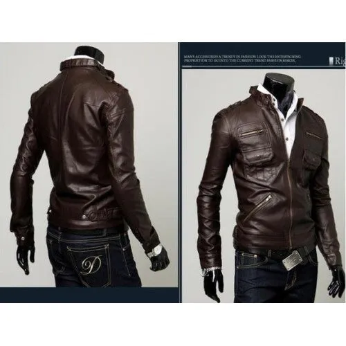 Men faux Leather jacket T6