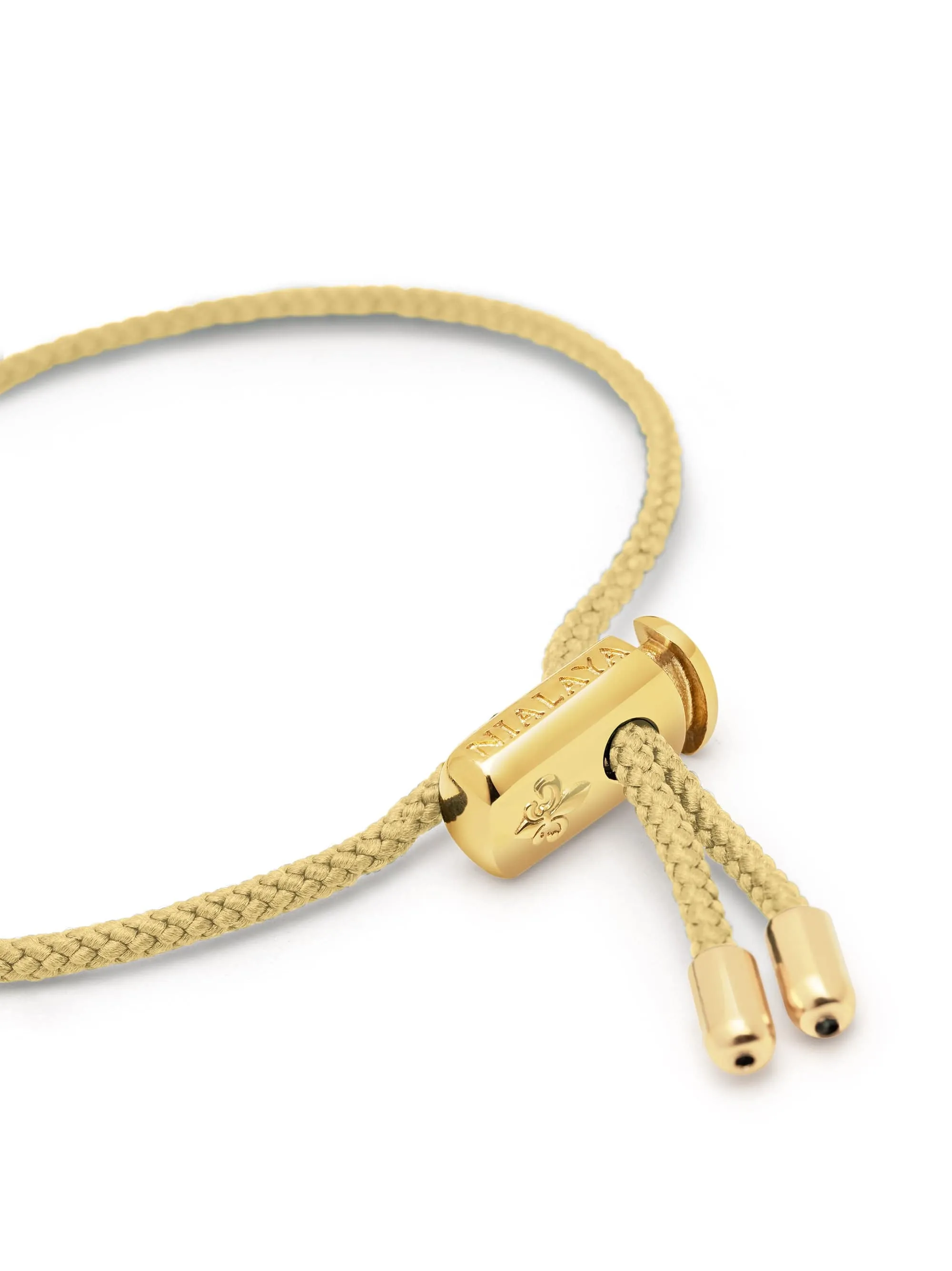 Men's Beige String Bracelet with Adjustable Gold Lock