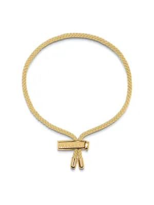 Men's Beige String Bracelet with Adjustable Gold Lock