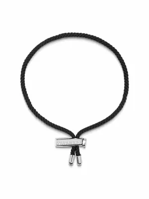 Men's Black String Bracelet with Adjustable Silver Lock