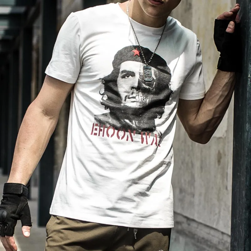 Men's Casual Che Guevara Avatar Old Print Round Neck Slim Fit Short Sleeve T-Shirt