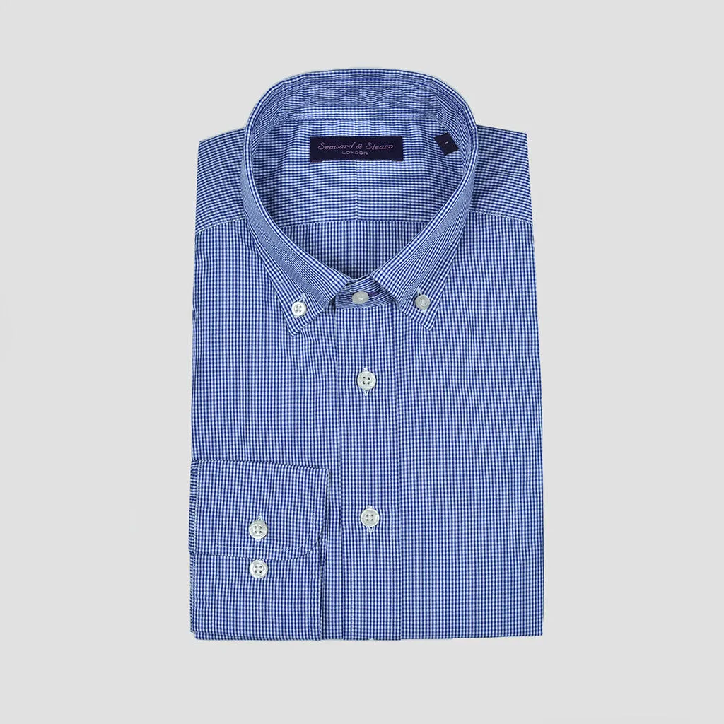 Micro Gingham Button Down Shirt in Blue