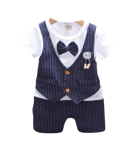 MOF kids boys bow tie clothing set gentleman suit