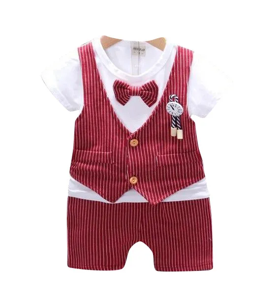 MOF kids boys bow tie clothing set gentleman suit