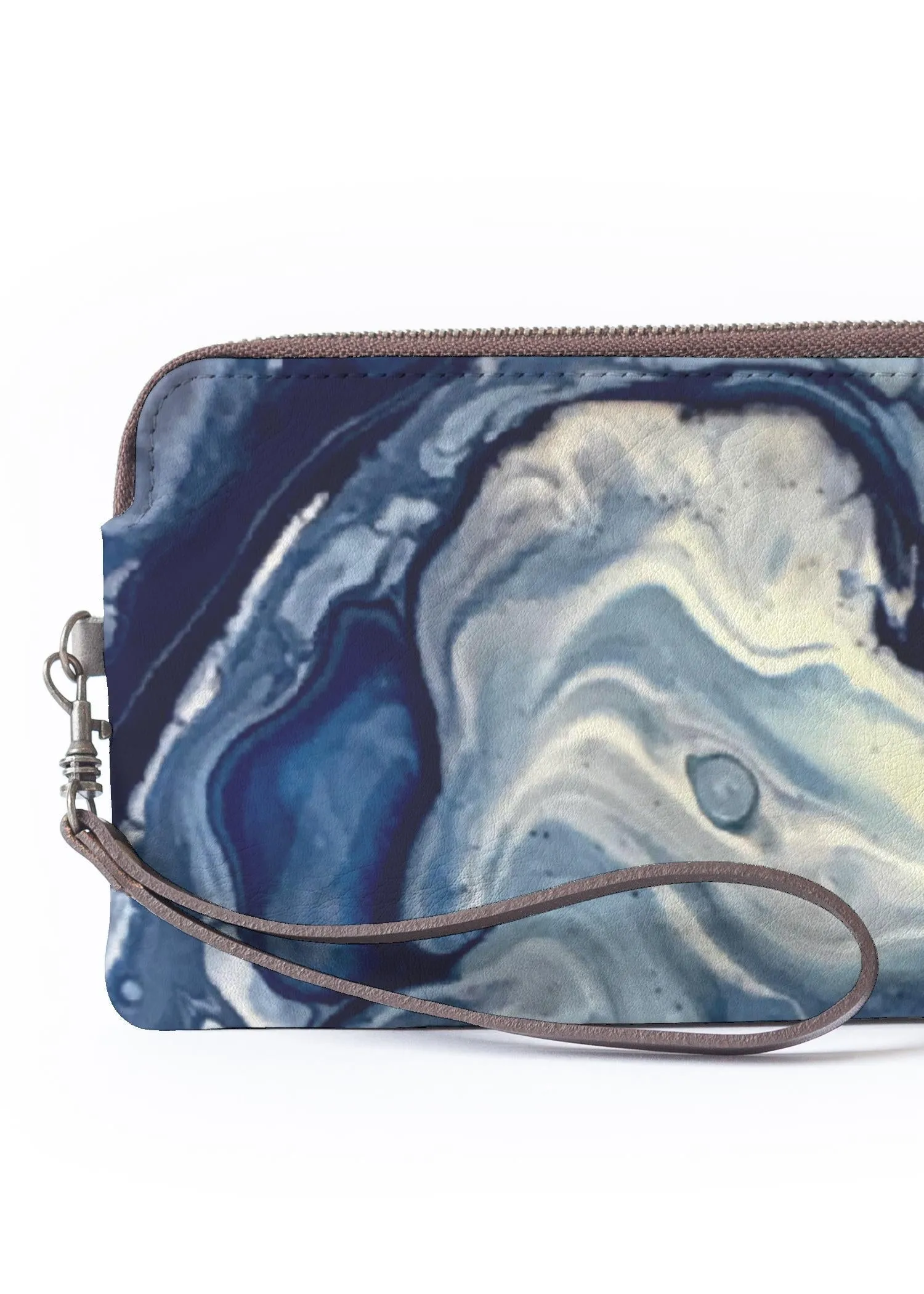 Navy marble clutch