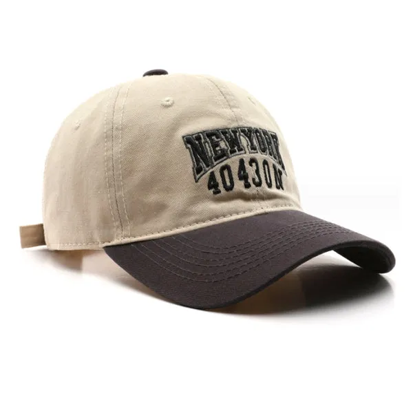 New York Embroidery Grey and Beige Adjustable Baseball Cap 紐約刺绣灰色米色可調節棒球帽 KCHT2402