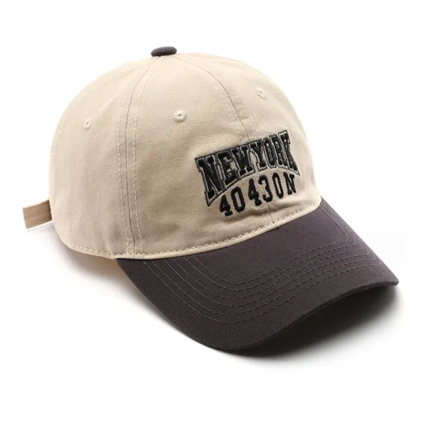 New York Embroidery Grey and Beige Adjustable Baseball Cap 紐約刺绣灰色米色可調節棒球帽 KCHT2402