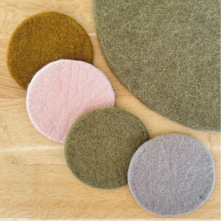 NZ Wool Sheeted Coasters – Fawn Multi