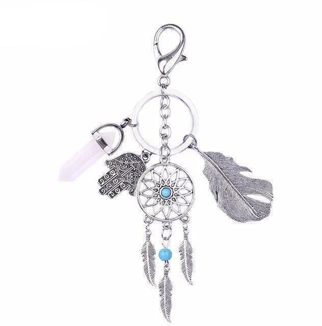 Opal moonstone dreamcatcher Keychain