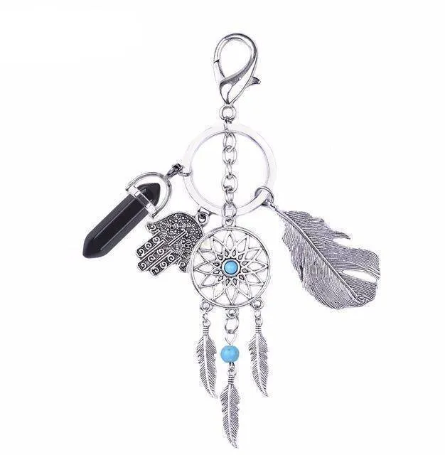 Opal moonstone dreamcatcher Keychain