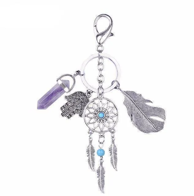 Opal moonstone dreamcatcher Keychain