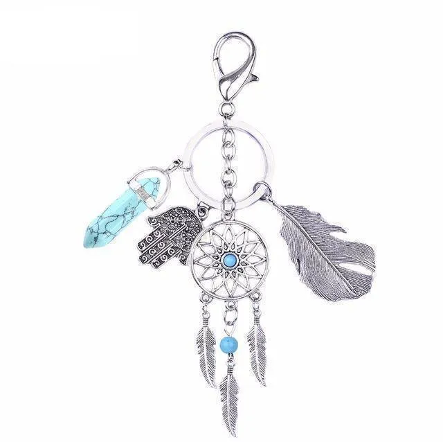 Opal moonstone dreamcatcher Keychain