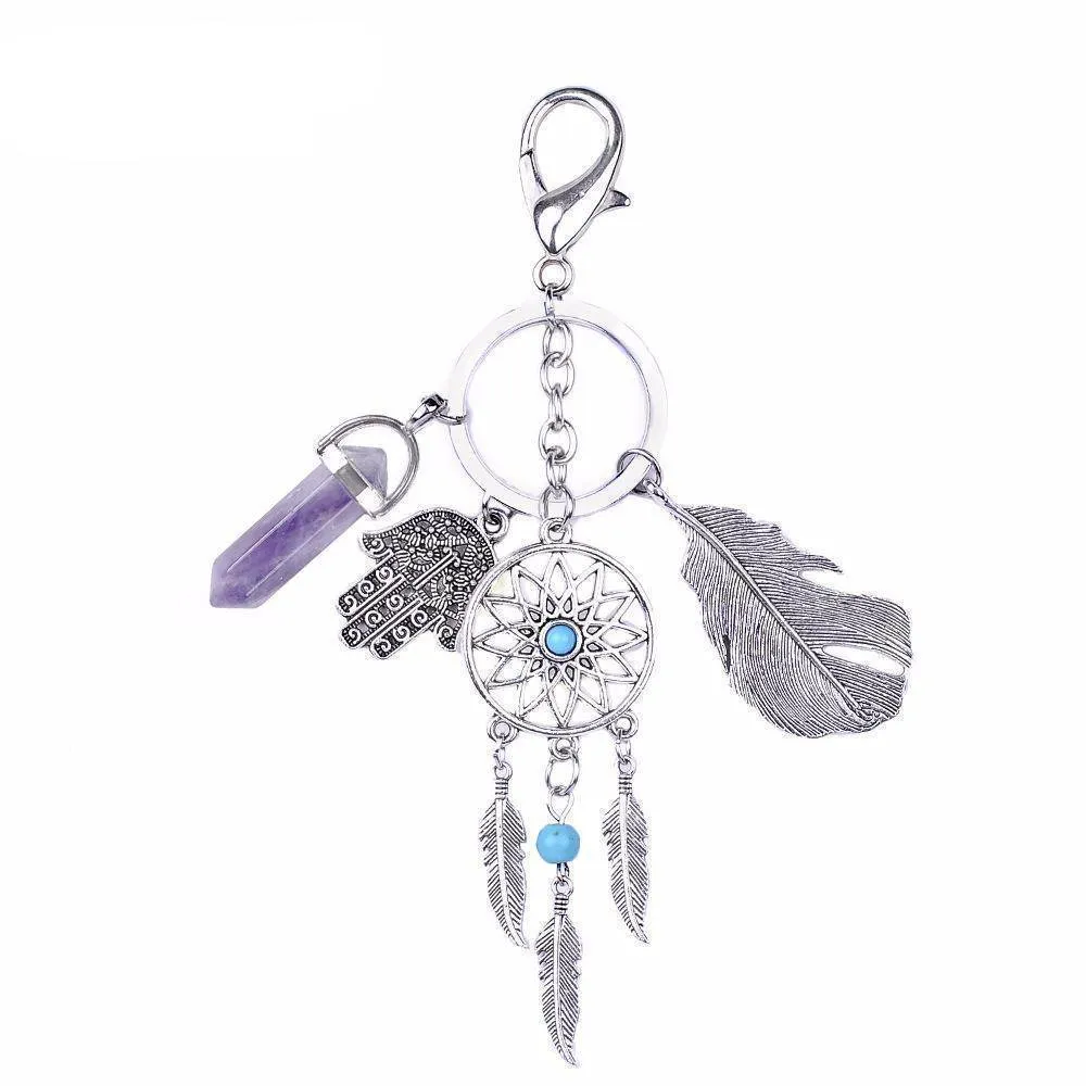 Opal moonstone dreamcatcher Keychain