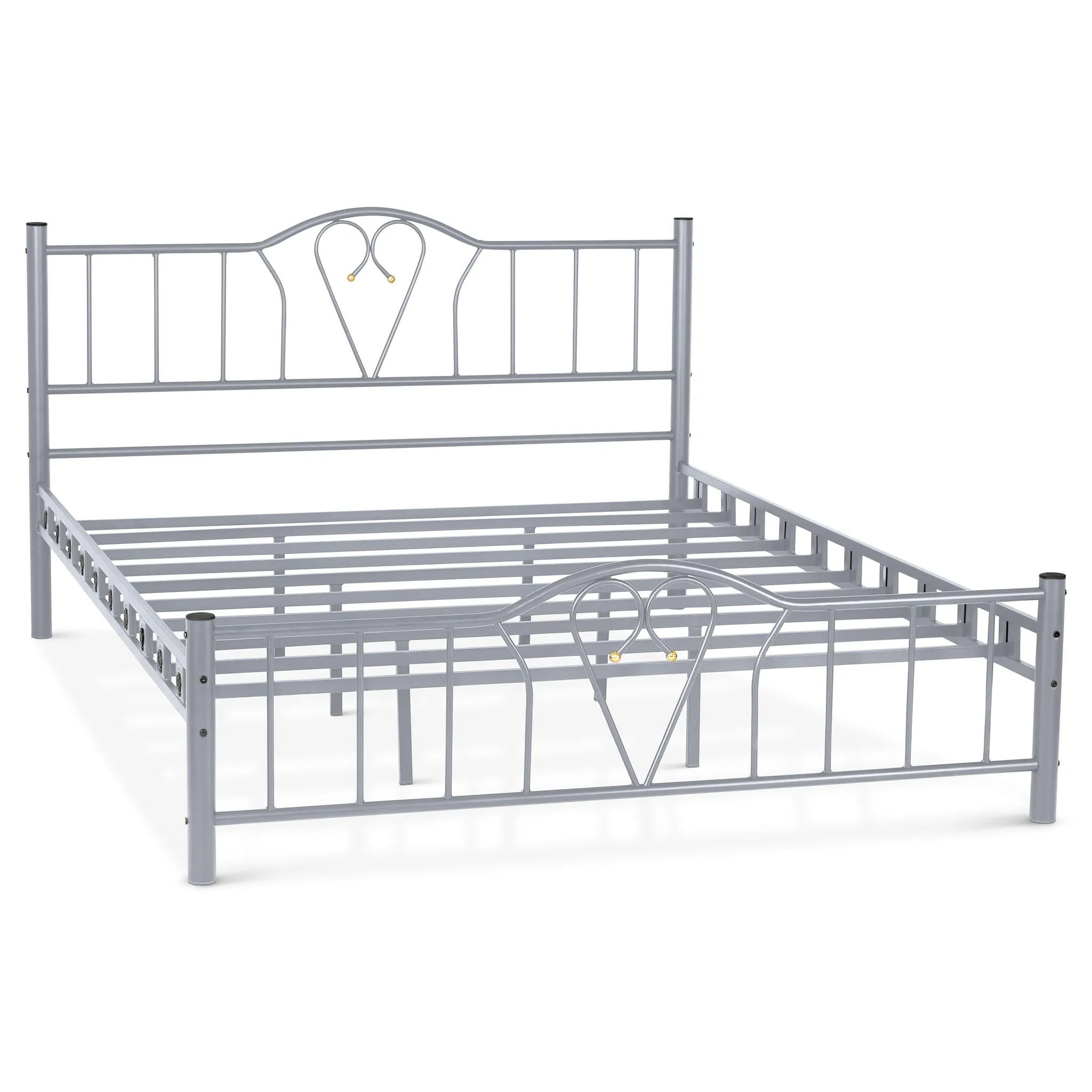 Orkide Metal 4'6FT Double Bed Frame - Silver