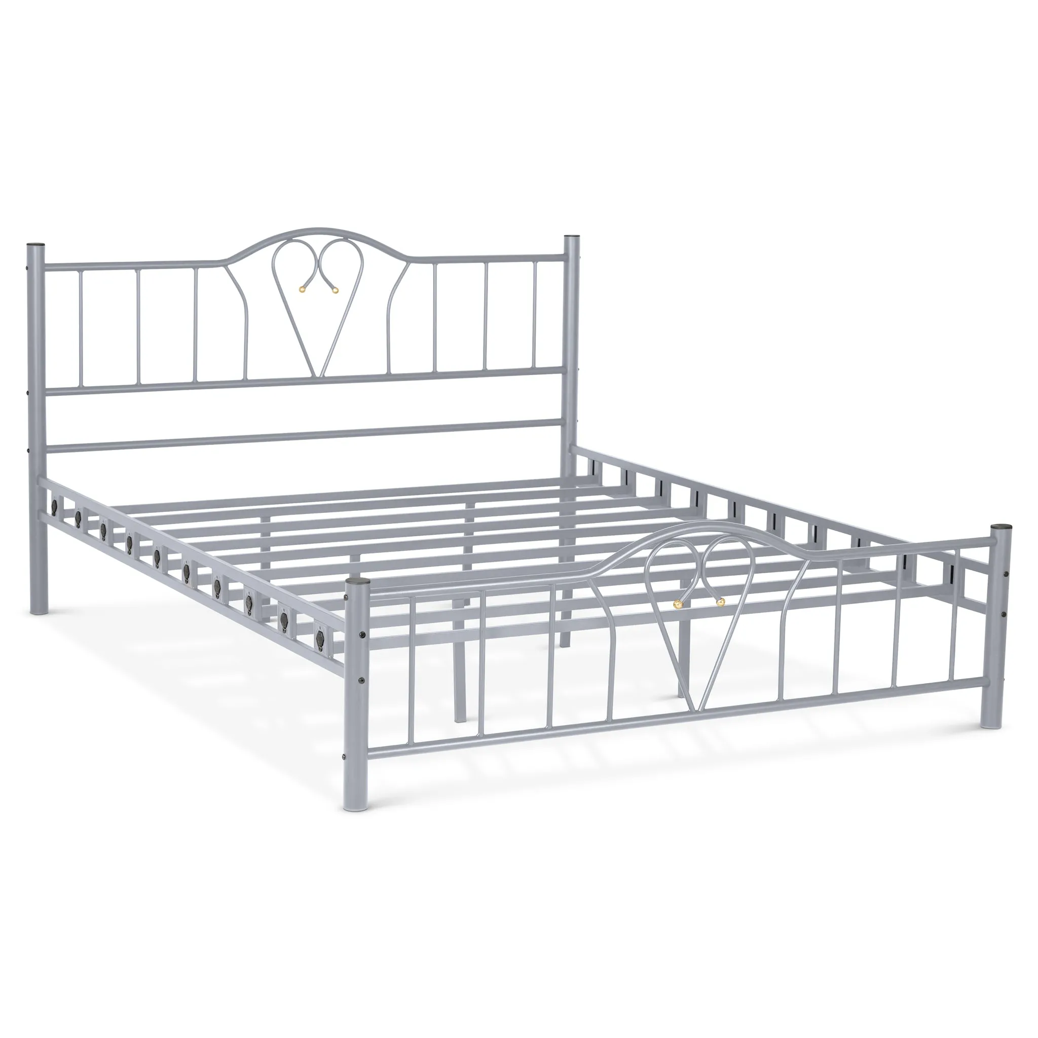 Orkide Metal 4'6FT Double Bed Frame - Silver