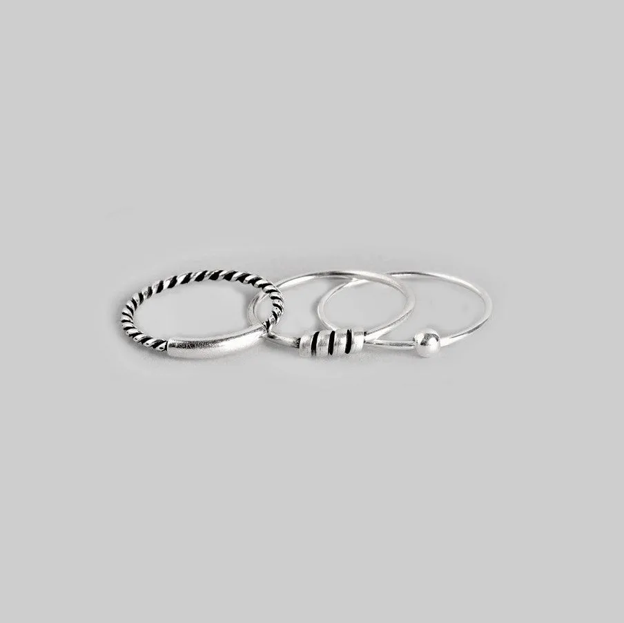 Oxidized Simple 925 Silver Nose Ring Set