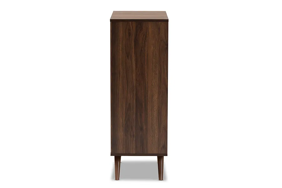 Paris Two-Tone Grey/Walnut Finished Wood 2-Door Shoe Cabinet