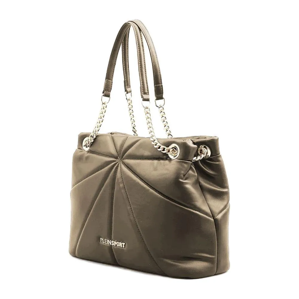 Plein Sport Elegant Faux Leather Gold-Chain Tote