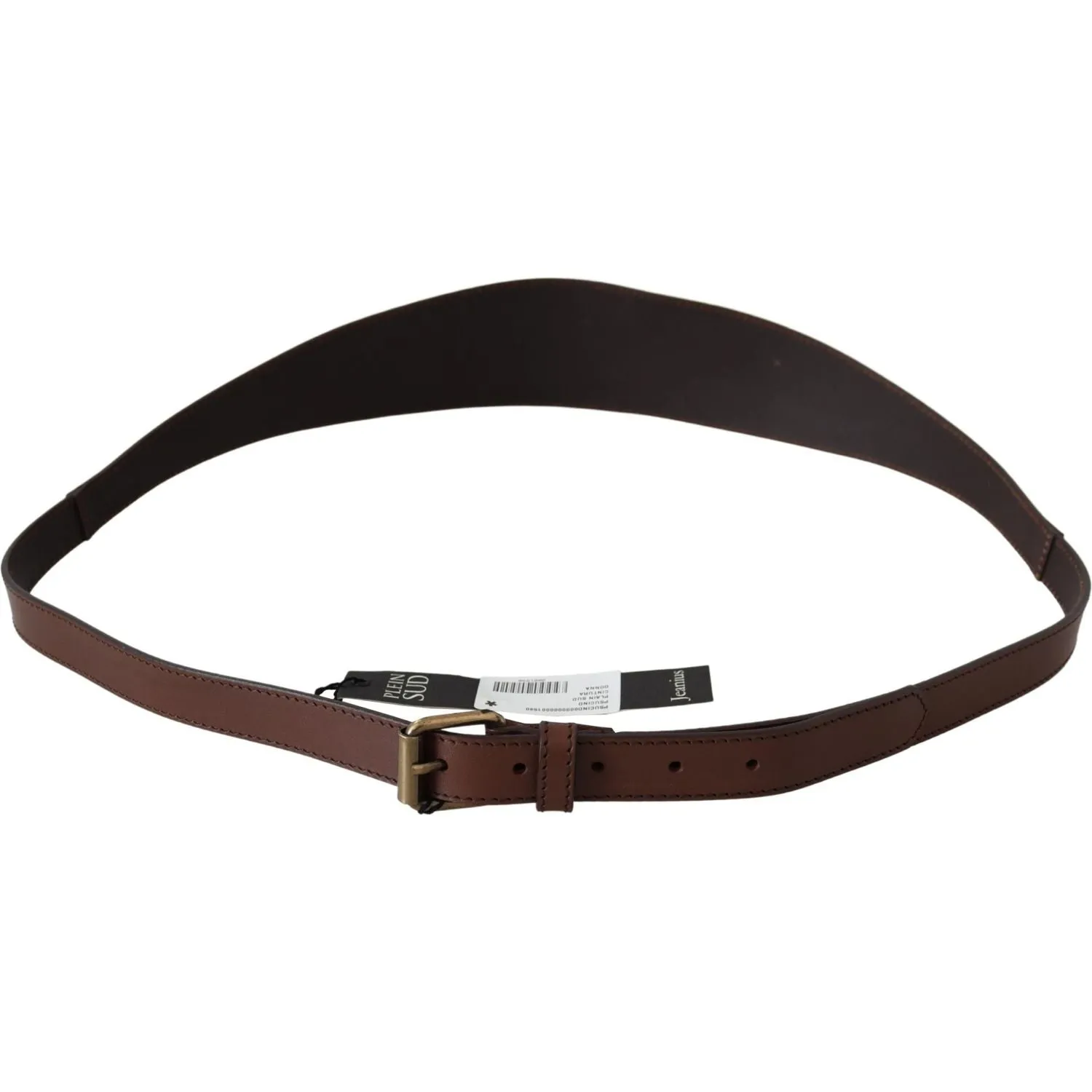 PLEIN SUD Elegant Rustic Gold-Tone Leather Belt