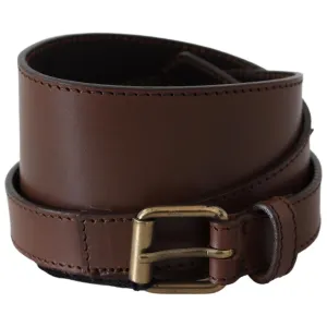 PLEIN SUD Elegant Rustic Gold-Tone Leather Belt