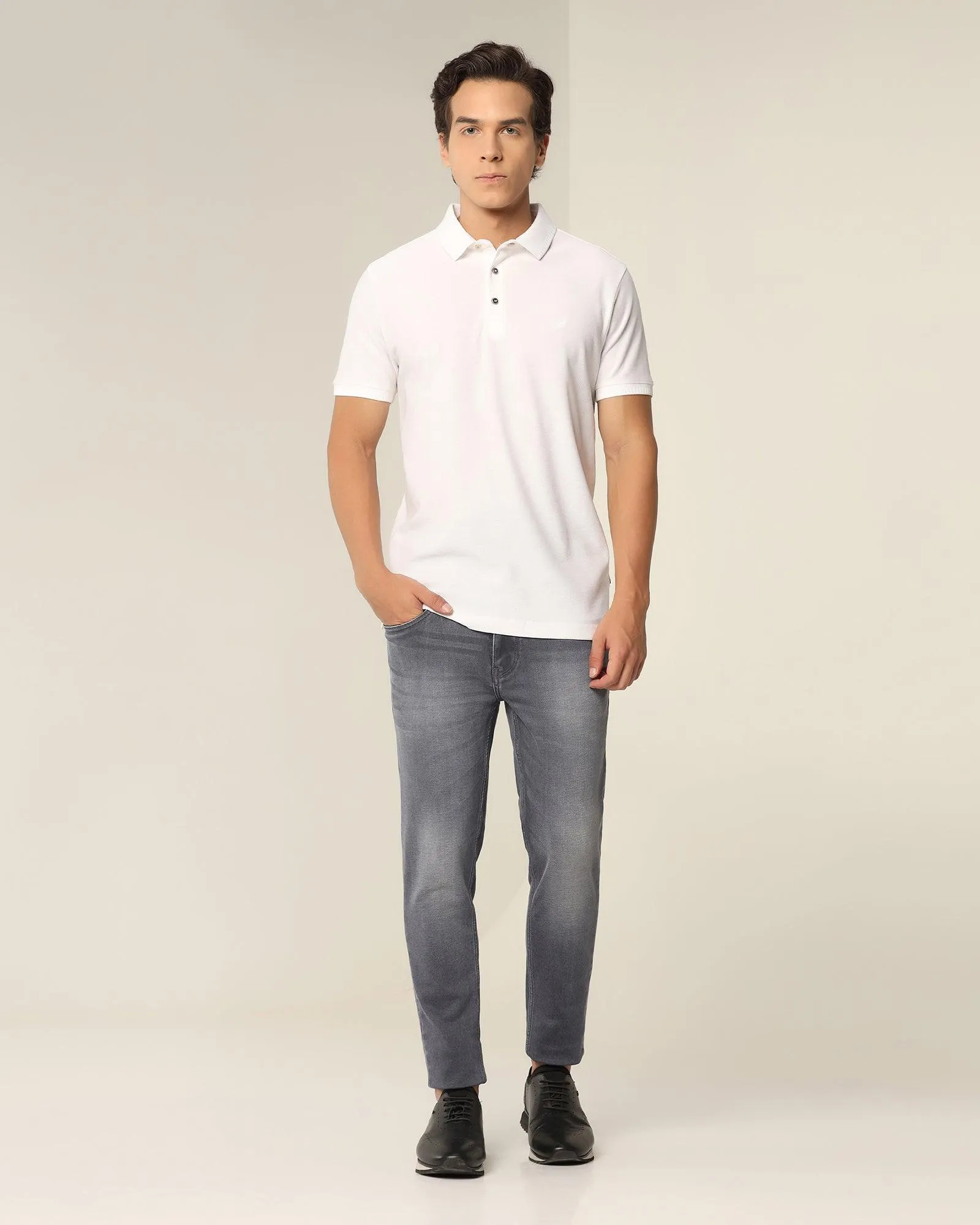 Polo White Solid T-Shirt - Bingo