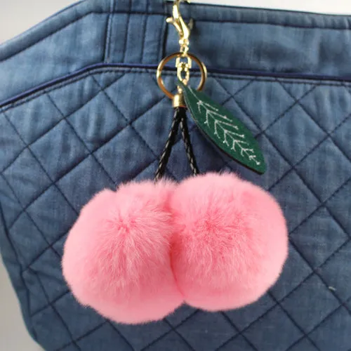 Rabbit Fur Ball Keychain Pom Pom Fluffy Key Chains Pompom Car Keyring Women Bag Pendant porte clef pompom de fourrure PWK0390