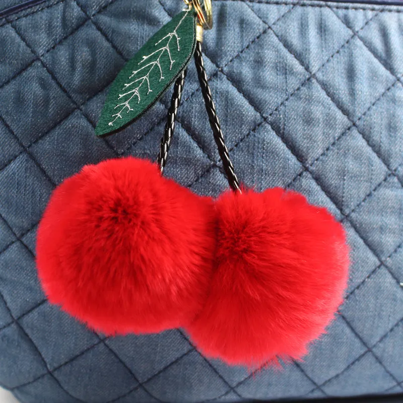 Rabbit Fur Ball Keychain Pom Pom Fluffy Key Chains Pompom Car Keyring Women Bag Pendant porte clef pompom de fourrure PWK0390