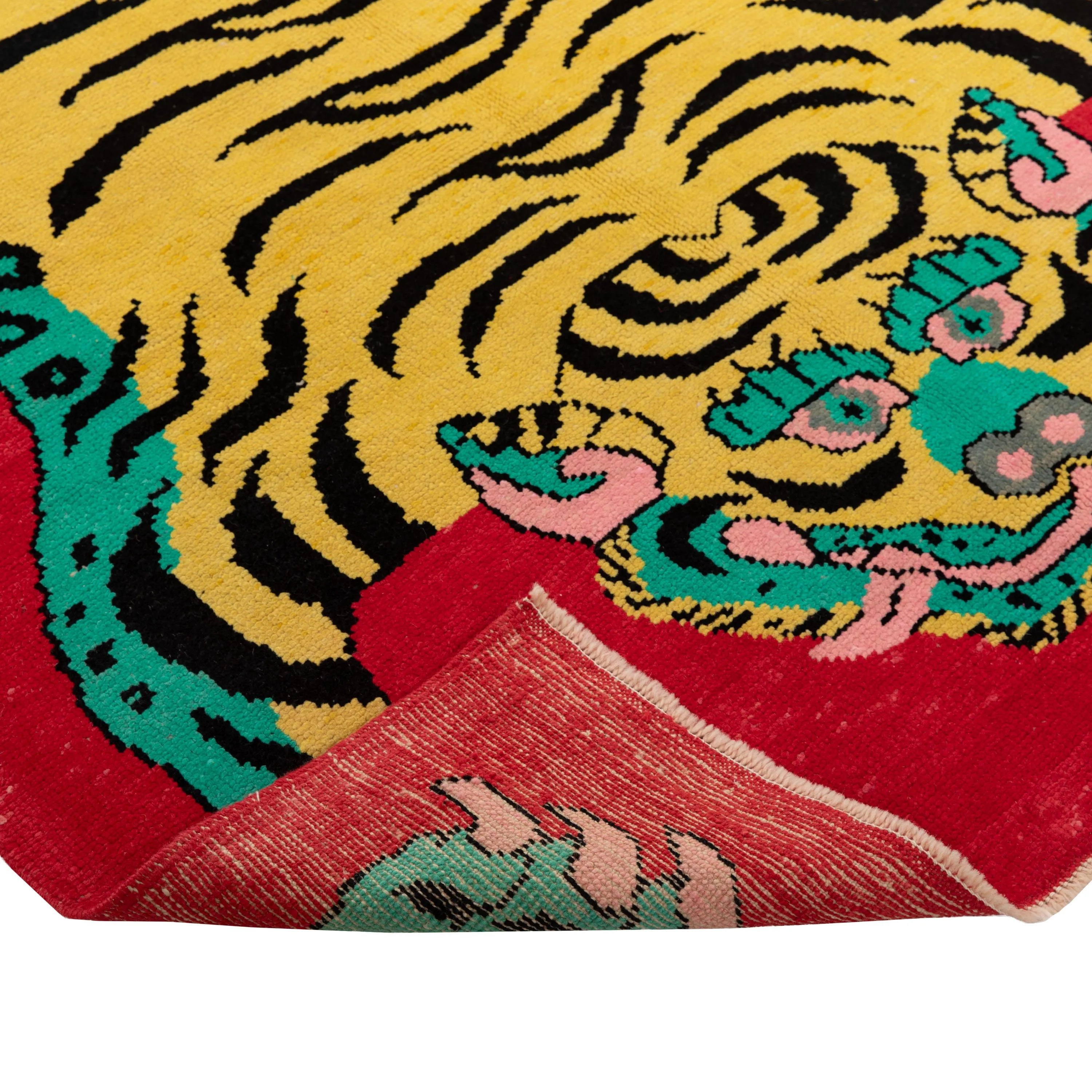 Red Contemporary Tiger Wool Rug - 5'8" x 8'2"