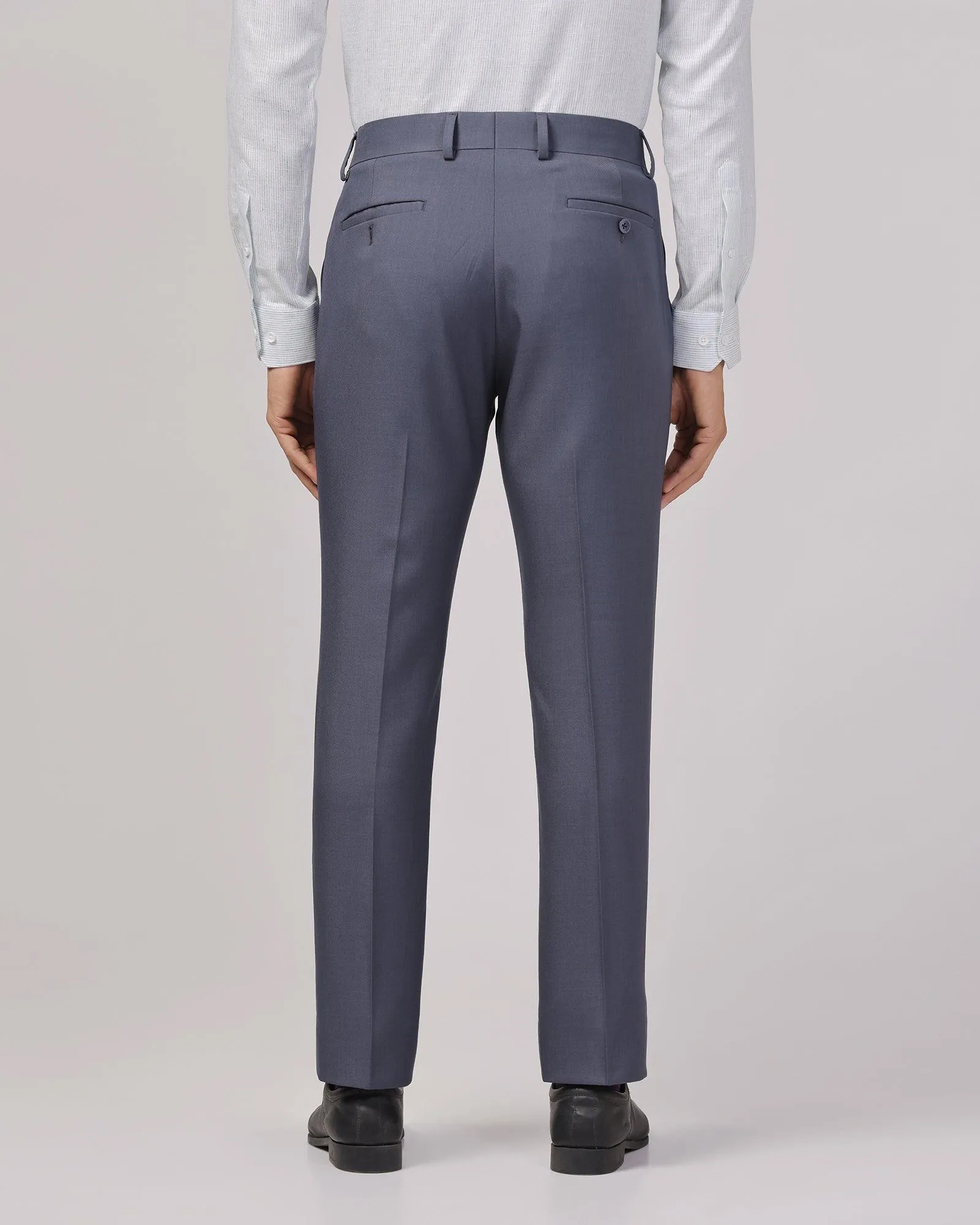 Slim Fit B-91 Formal Dark Grey Solid Trouser - Benelli