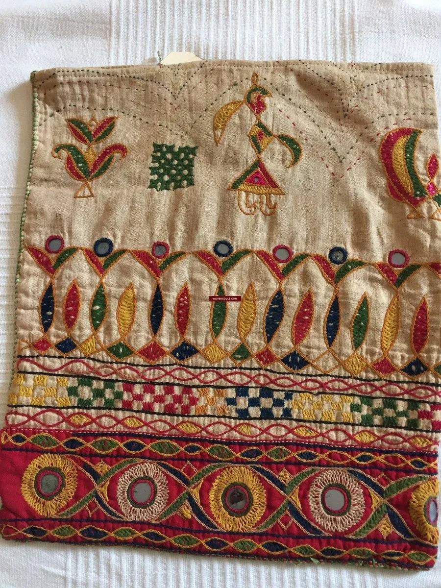 SOLD Simple Old Ahir Embroidery Dowry Bag