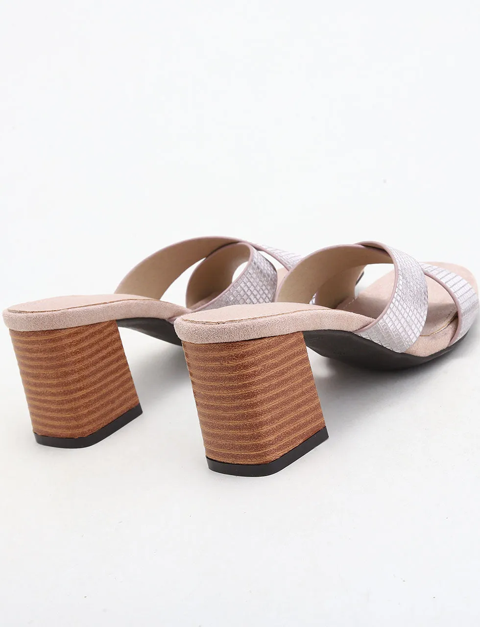 Solid Color Cross Strap Chunky Heel Sandals for Women