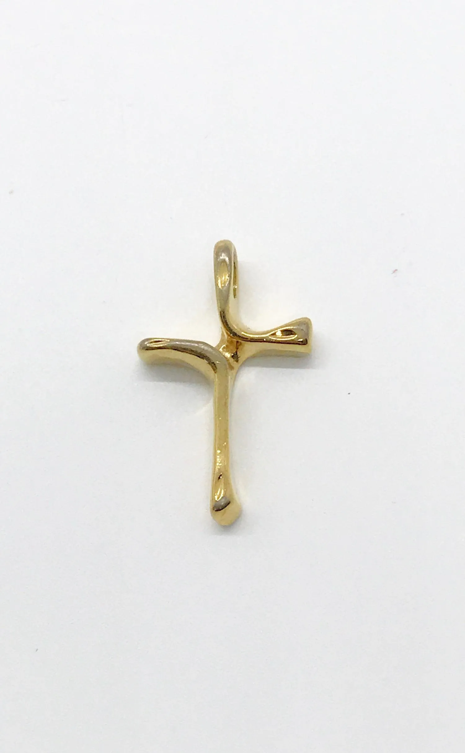 Sophisticated and Simple Curving Modernist Cross Pendant