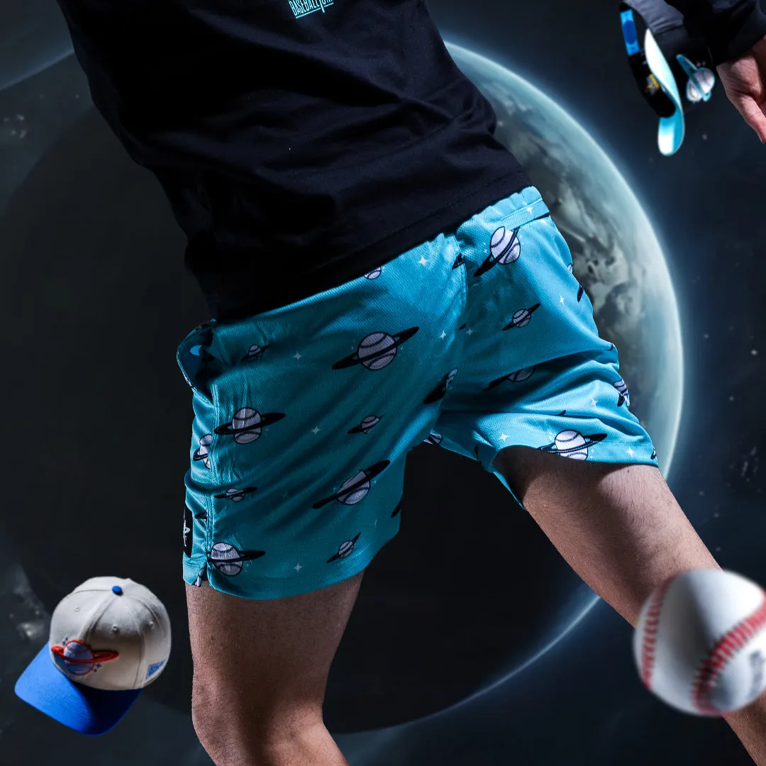 Space Ball Diamond Air Mesh Shorts - Black and Teal