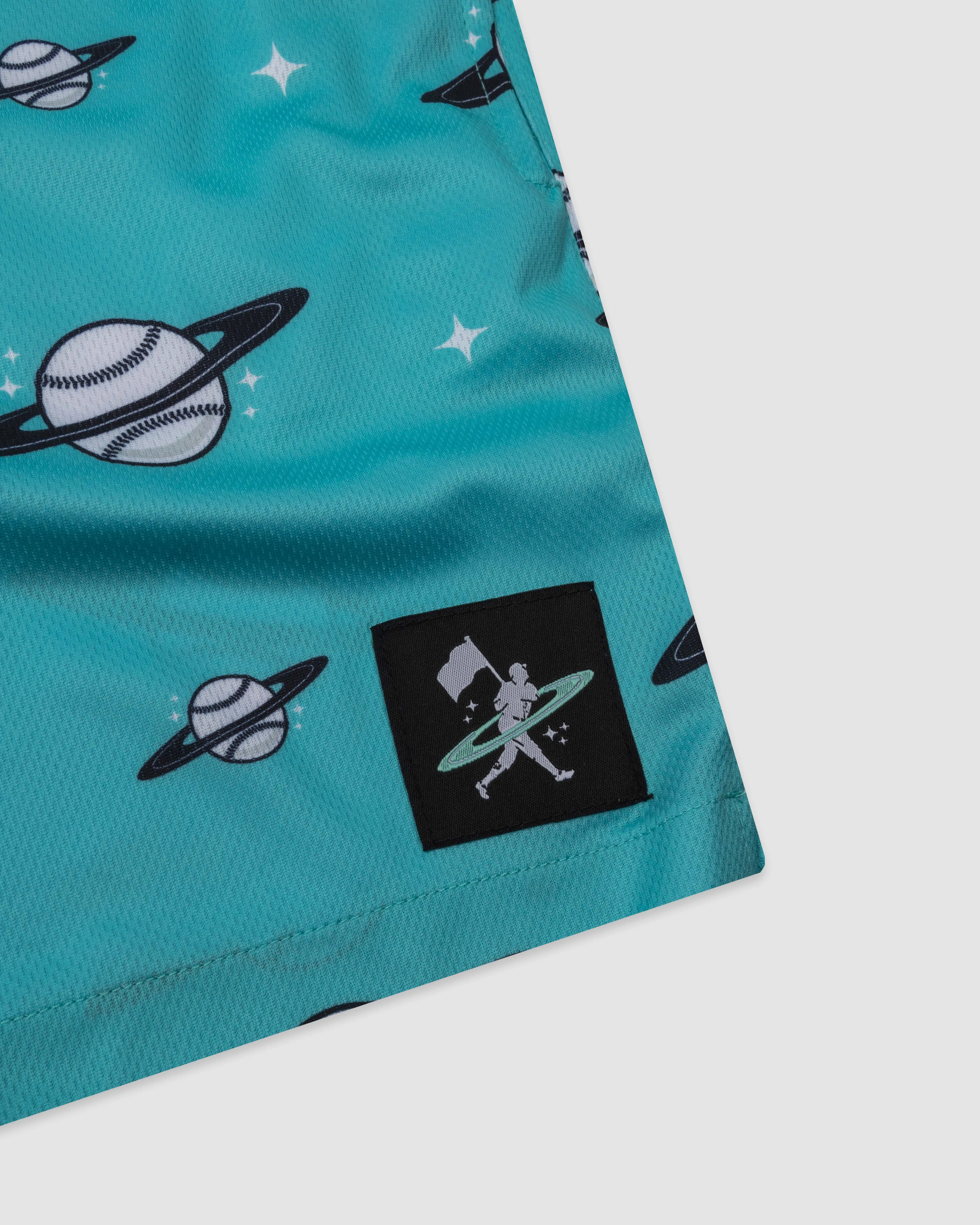 Space Ball Diamond Air Mesh Shorts - Black and Teal